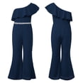 thumbnail image 2 of iiniim Girl's Sparkly Party Romper Dress One Shoulder Casual Flare Pants High Waisted Ruffles Jumpsuit 6-16 A Navy Blue 12, 2 of 7