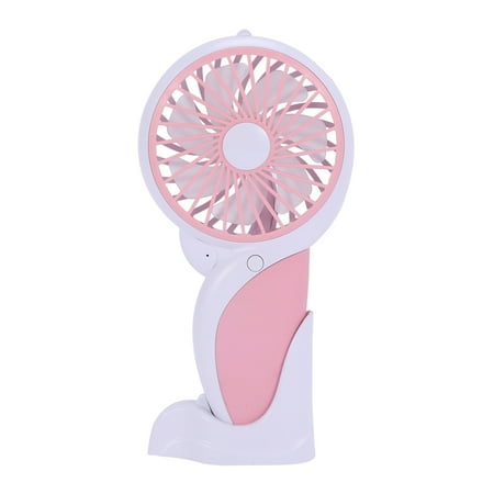 

Handheld Electric Mini Portable Outdoor Fan Foldable Handle Desktop Cartoon Usb Rechargeable Fan With Led Light Cooling Fan Pink