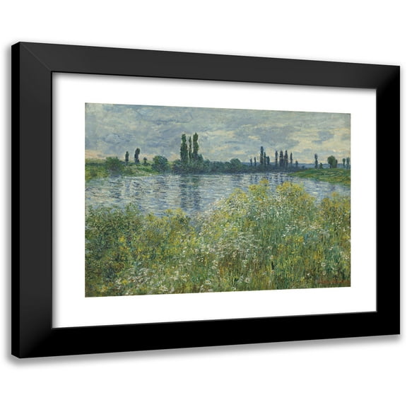 Claude Monet 14x11 Black Modern Framed Museum Art Print Titled - Banks of the Seine, Vetheuil (1880)