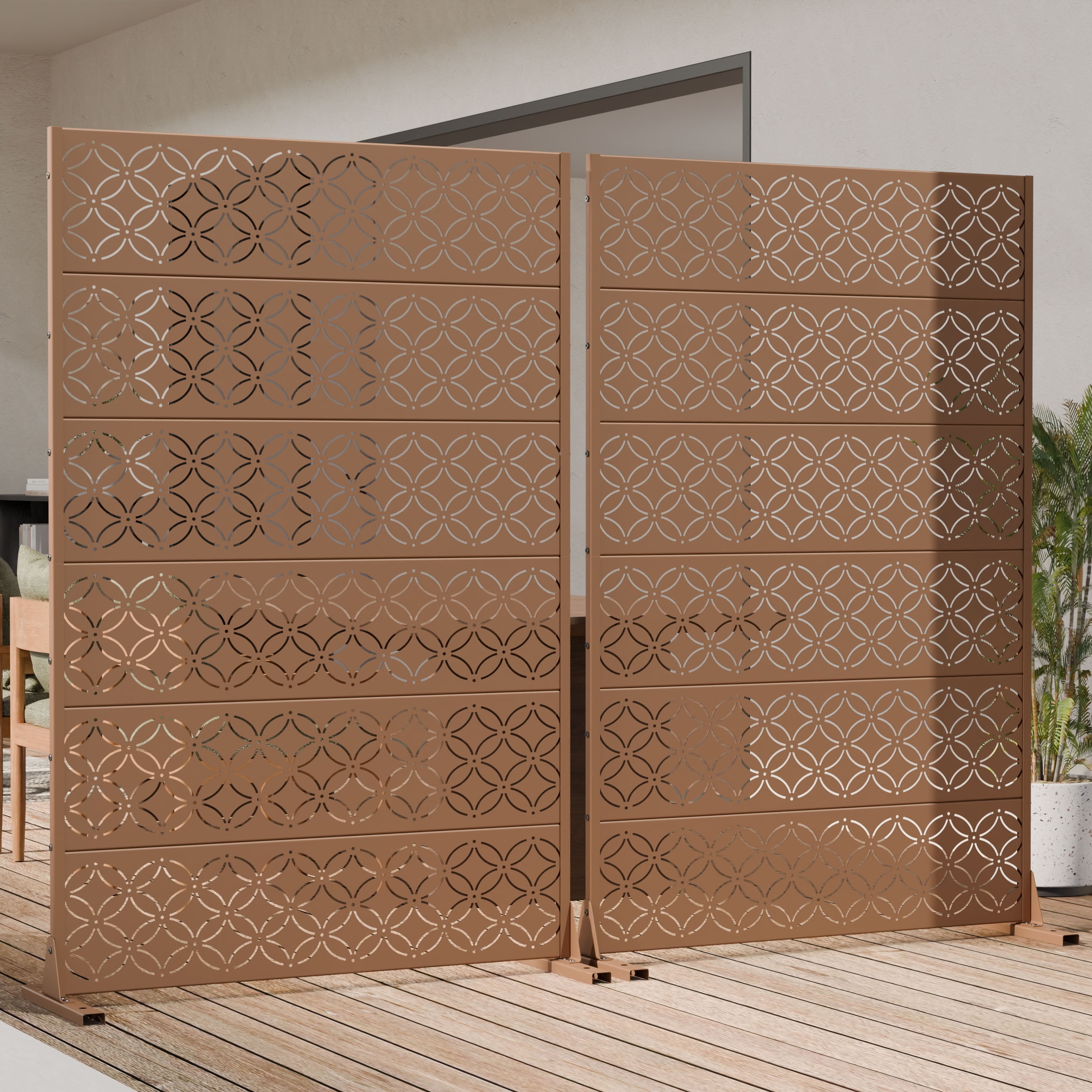 MAYEERTY 72*47in Outdoor Privacy Screen, Contemporary Metal Privacy Panel, Privacy Divider for Patio, Balcony, Garden