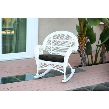 Jeco Inc. Wicker Rocker Chair with Cushions (Set of 4)