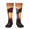 thumbnail image 2 of Lsque Sunset Calf Flower Field Printed Crew Socks Men's Women's LightWeight Thin Casual Calf Socks ,Knee High Socks,Cotton Socks, 2 of 9