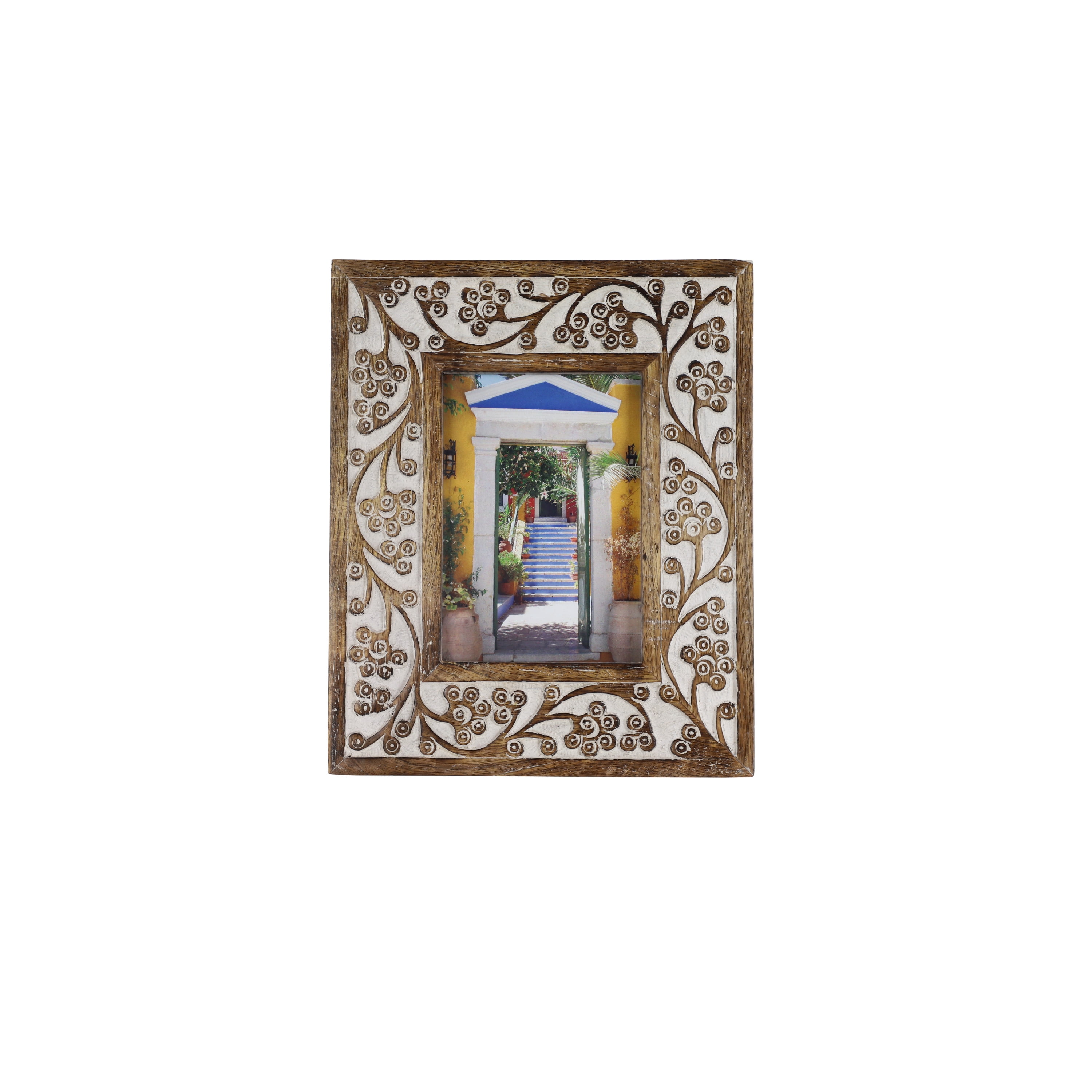 DecMode 9" x 11" (5X7) Brown Wood Traditional Photo Frame