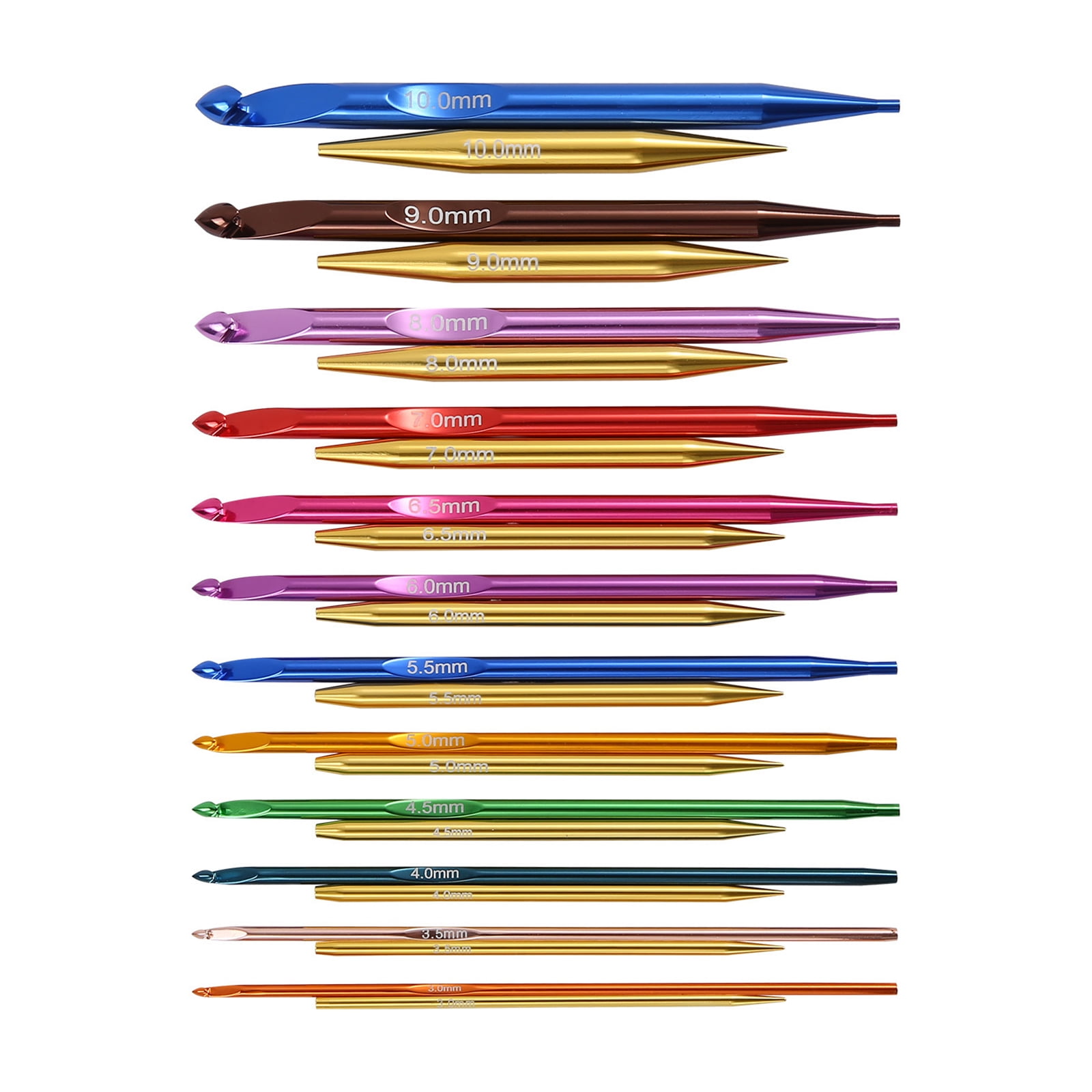 12Pairs Aluminum Alloy Tunisian Crochet Hook Set with Circular Needle 3.0mm-10mm and Case for Weaving Projects