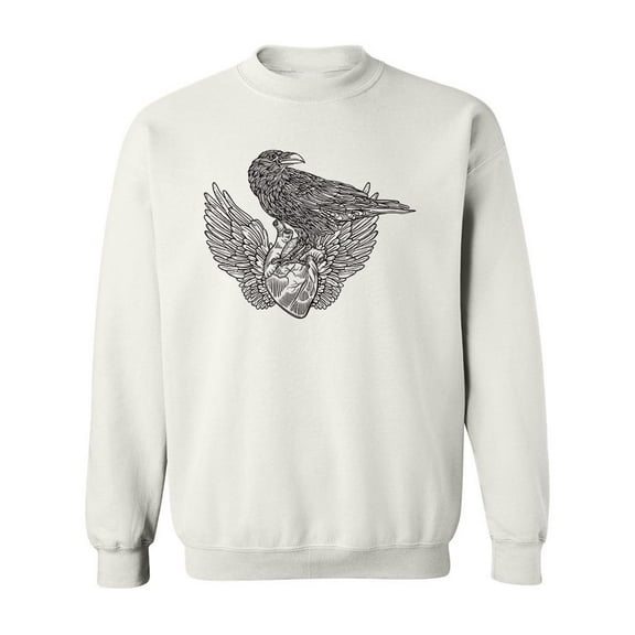 Raven On A Winged Heart Sweatshirt Men -Image by Shutterstock, Male 3X-Large