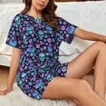 thumbnail image 4 of Balery Funny Skull Flower Conjunto de Pijama para Mujer con Estampado, Dos Piezas de Manga Corta y Shorts, Ropa de Dormir Suave con Cuello Redondo y Bolsillos-Small, 4 of 6