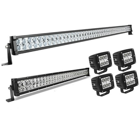 52Inch 900W 32Inch 540W Spot Flood Combo Led Light Bar 4PCS 4Inch 24W Spot LED Pods Fog Lights SUV 4WD for Jeep Wrangler Boat Truck Tractor Trailer Off-Road, 3 Years Warranty