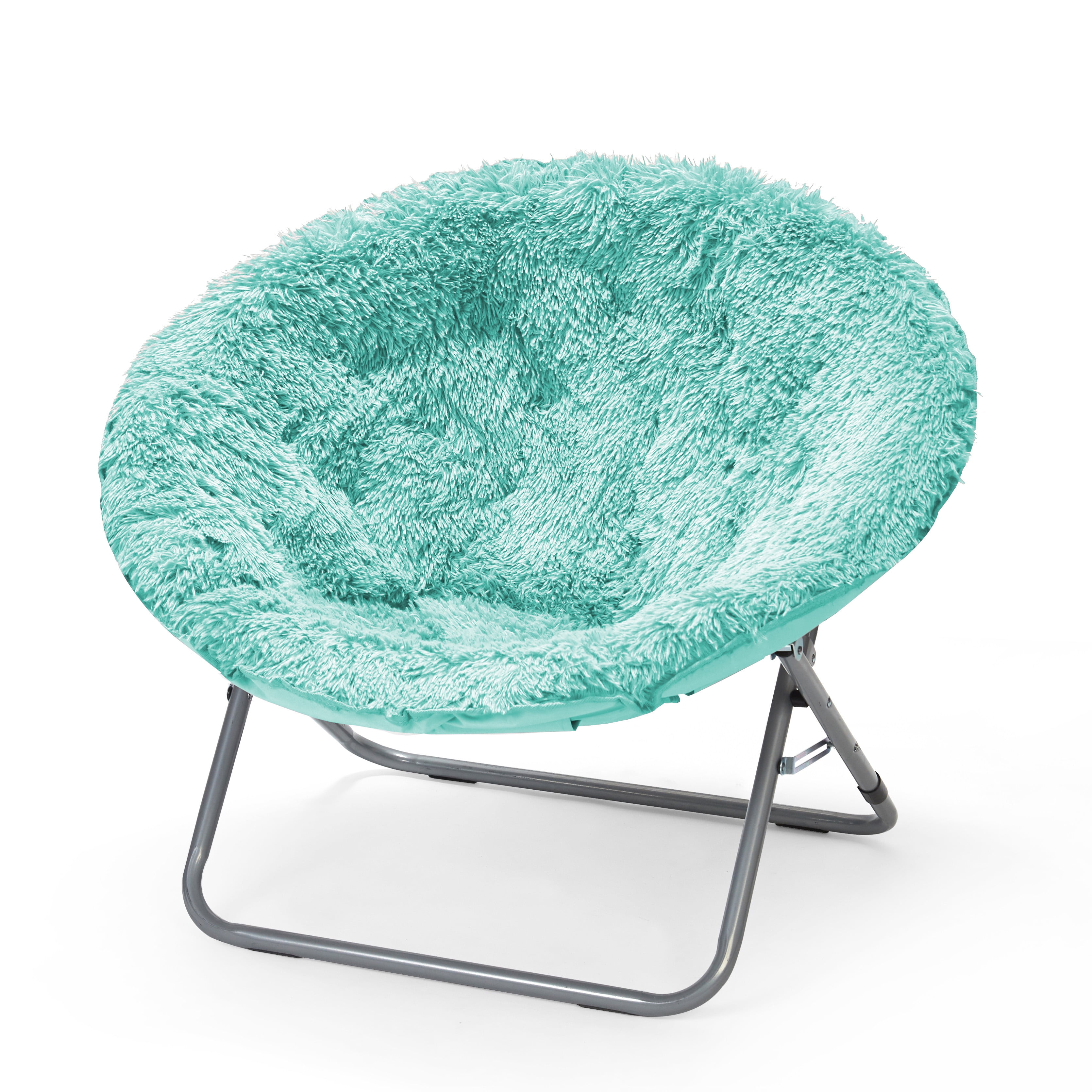 Aqua Wind Urban Shop Faux Fur Saucer Chair with Metal Frame One Size Polyester Pillow