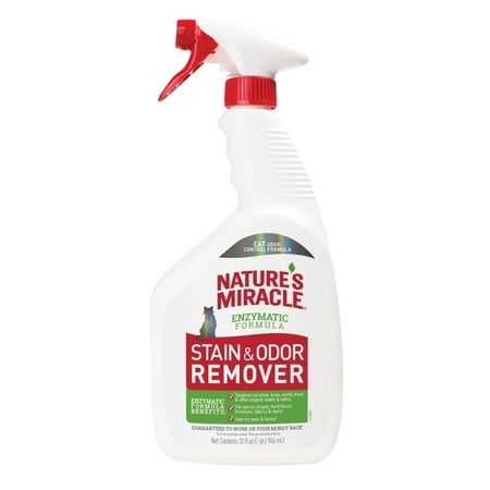 Nature’s Miracle Stain & Odor Remover, 32 fl oz, Tough on Organic Stains and (Best Way To Clean Cat Pee)