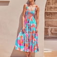 thumbnail image 1 of SMihono Robe Maxi Bohème d'Été pour Femmes Grande Taille Mode Femmes Décontractée à Col en V Imprimée Sans Manches Mi-Longue Robe Taille Plage Évasée Robe d'Été, 1 of 6