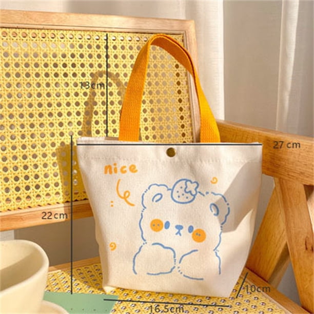Tote Bag Canvas One Shoulder Portable Large Capacity for Shopping Cute Cartoon Student Gift Strawberry Bunny