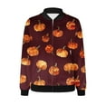 thumbnail image 5 of Mothers Day Gifts! QATAINLAV Womens Bomber Jacket Long Sleeve Zip Up Halloween Printed Outerwear Lightweight Loose Casual Fall Coats with Pockets Multicolor XL, 5 of 6