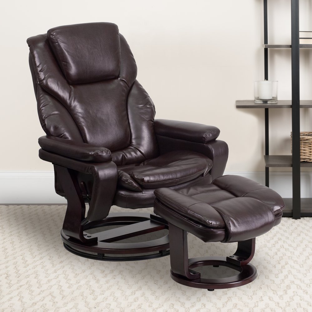 Flash Furniture Standard Vinyl Recliner with Cupholder, Brown Walmart