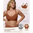 thumbnail image 4 of Womens Soft Comfortable No Underwire Bras V Neck Bralettes Full Coverage Tshirt Brassiere, 4 of 6