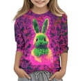 thumbnail image 2 of Cowsor Tween Boys Girls Easter Graphic Printed 3/4 Sleeve Crew Neck Basic Tee Lightweight Casual Layering Top for Kids, 2 of 5
