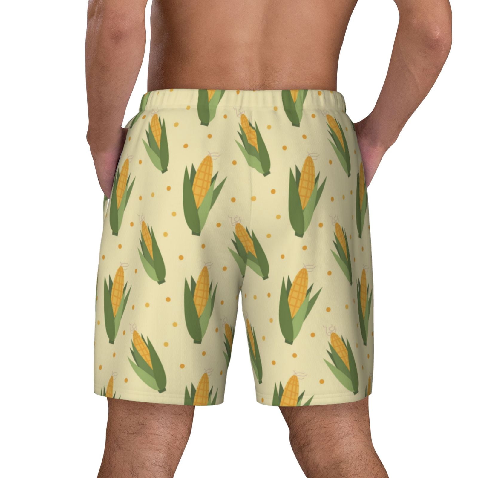 Xecao Yellow Corn for Men's Swimming Trunks Swim Trunks Quick Dry Swim Shorts with Mesh Lining Funny Swimwear Bathing Suits