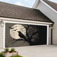 thumbnail image 4 of Halloween Garage Door Cover Banner 7 x 16 FT, Horror Bat Crow Full Moon Beige Black Garage Door Curtains Backdrop with Grommets for Indoor Outdoor Wall Party Porch Yard Decorations Background, 4 of 9