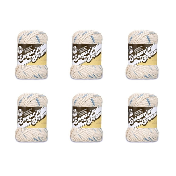 Lily Sugar'N Cream Denim Blue Yarn - 6 Pack of 57g/2oz - Cotton - 4 Medium (Worsted) - 95 Yards - Knitting/Crochet