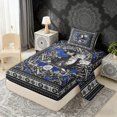 thumbnail image 3 of Erosebridal Retro Fox Twin Sheet Sets, Bohemian Aztec Mandala Bedding, Black Gray Blue, 3-Piece 1 Flat Sheet, 1 Fitted Sheet and 1 Pillowcase, 3 of 5
