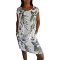 thumbnail image 1 of XYMJT Robes Needream, Robe Imprimée en Coton et Lin pour Femmes, Col Rond, avec Poche, 1 of 1