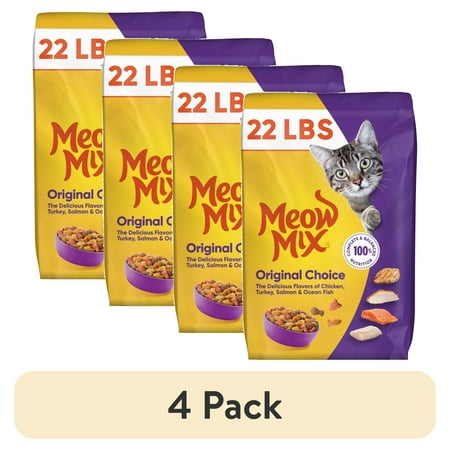 (4 pack) Meow Mix Original Choice Dry Cat Food 22 lb Bag