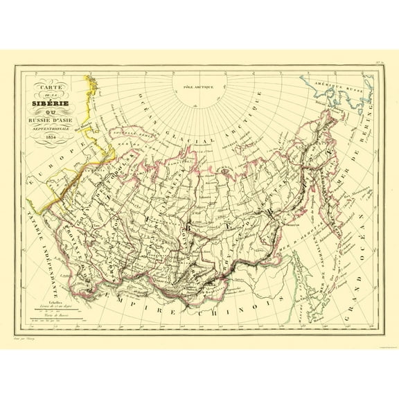 Historic Map - Siberia Russia - Thierry 1834 - 30.60 x 23 - Vintage Wall Art