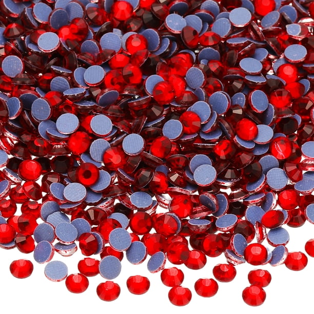 Uxcell 2880 Piezas de Rhinestone Hotfix Flatback de 2mm Cristal Redondo Resina Trims Perlas Gemas para Manualidades Ropa Decoración DIY Arte de Uñas, (SS6, Rojo)