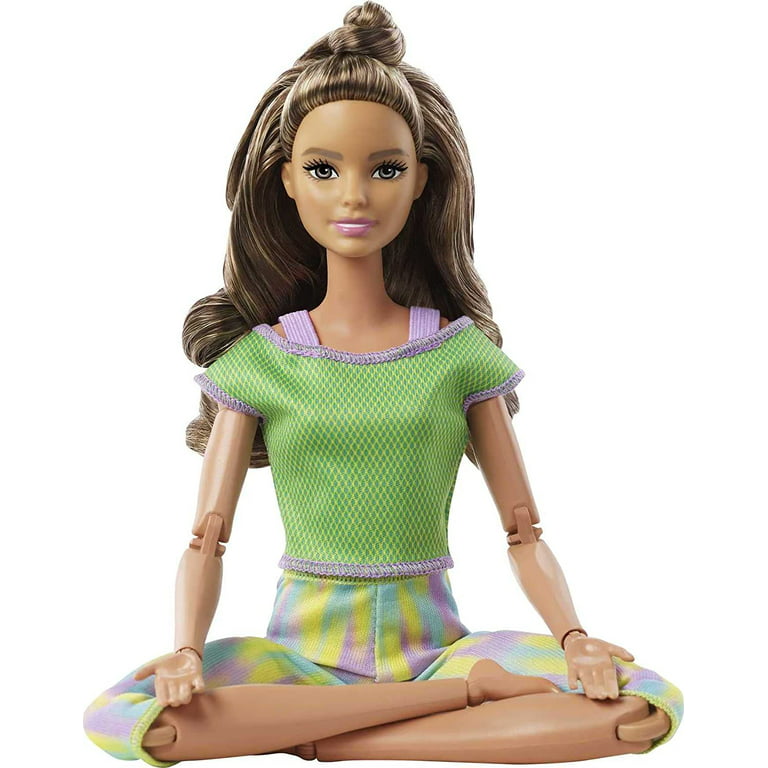 BarbieAges Made to Move Doll with 22 Flexible Joints & Long Wavy Brunette  Hair Wearing Athleisure-wear 