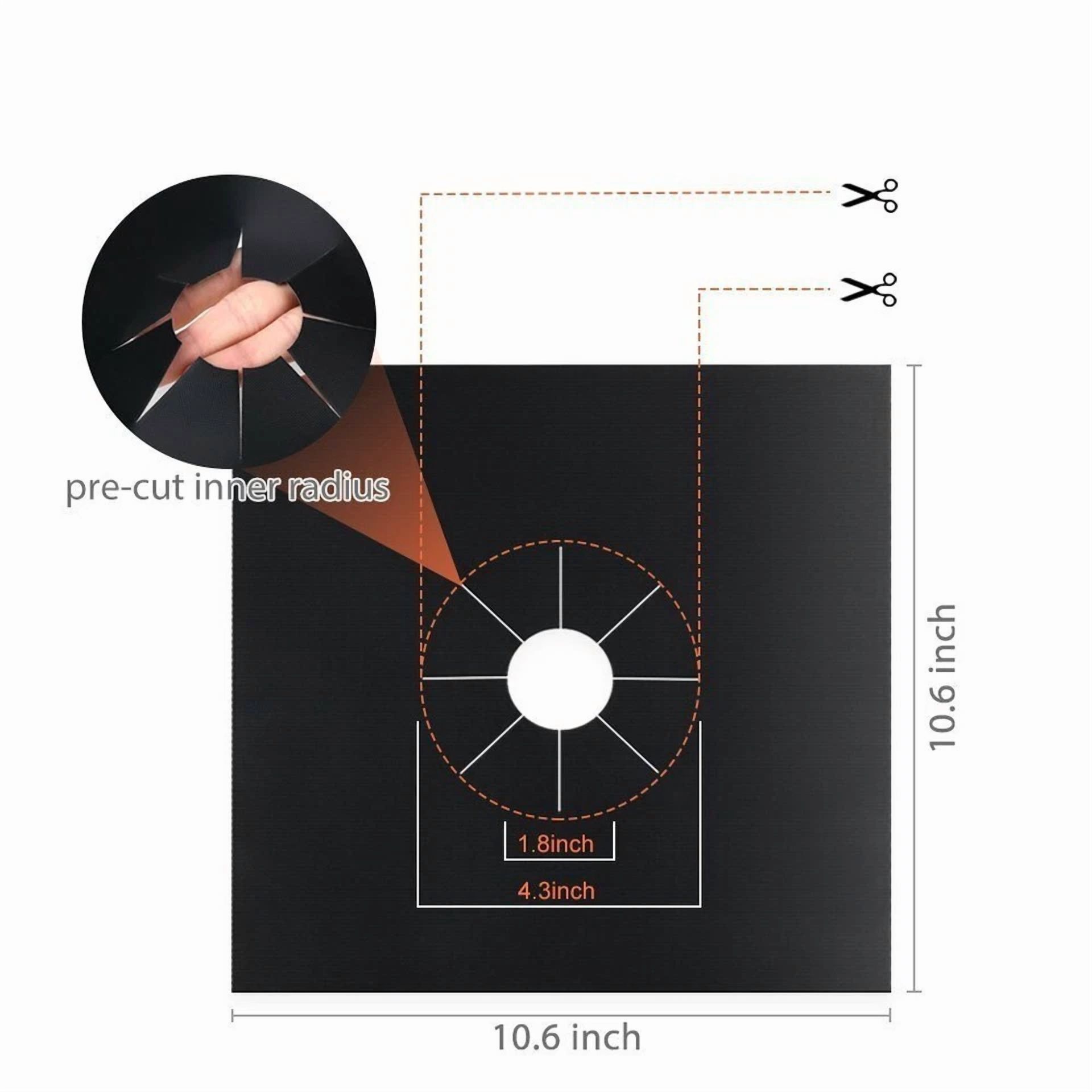 6X Reusable Non-Stick Black Gas Range Stove Top Burner Covers Protector Liner
