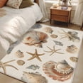thumbnail image 5 of Ocean Starfish Washable Area Rugs 3'x5', Brown Shell Summer Sea Vintage Linen Low Pile Throw Living Room Rug Non-Slip Sturdy Edge Binding Carpet for Indoor Entryway Bedside Kitchen, 5 of 9