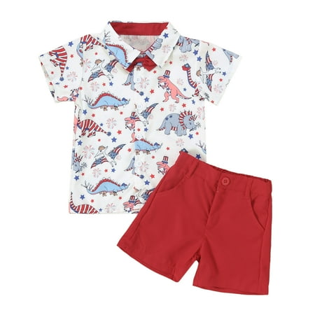 

Baby Boy Outfits Toddler Boys Girls Short Sleeve Summer Casual Gentleman Tops Hawaii Beach Holiday Dinosaur Shirts T Shirt Shorts Outfits Toddler Boy Clothes(Color:Red Size:3-4 Years)
