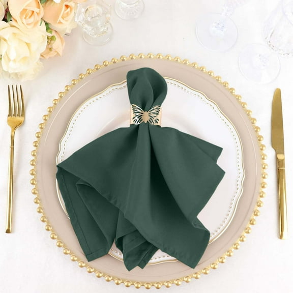 Efavormart Cloth Napkins Set of 25, 17x17  Inch Hunter Green Seamless Dinner Napkins, Washable Linen Table Napkin Cloth with Hemmed Edges for Weddings, Party and Banquet