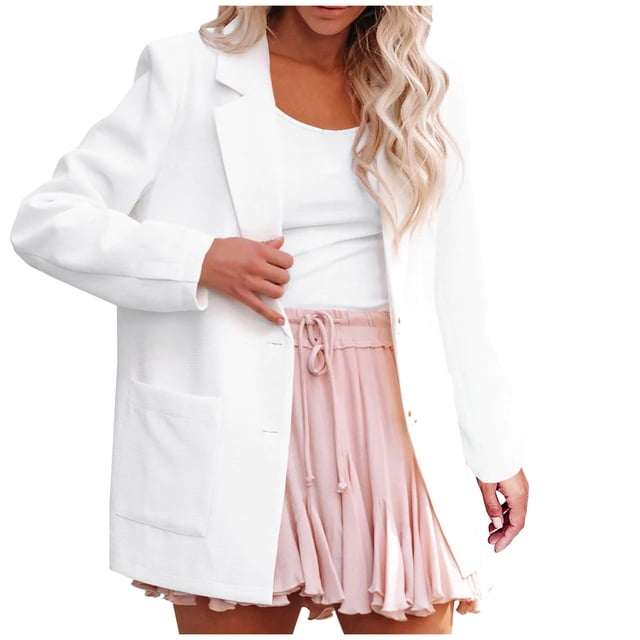 Blazer Chaquetas Para Mujer Otoño Blazers Sólido Frente Abierto Mediano Blusa Larga Traje de Manga Larga Sin Capucha Casual Outwear Tops Sueltos Odeerbi ODB176146