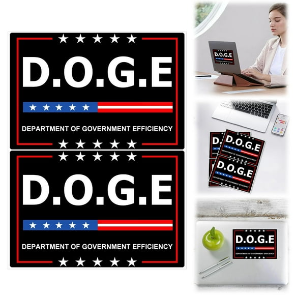 2 Pack D.O.G.E. Of Efficiency Bumper Stickers Reflective Vinyl Sticker Laptop Decal Car Bumper Window Sticker,2X Car Laptop Stickers Clearance