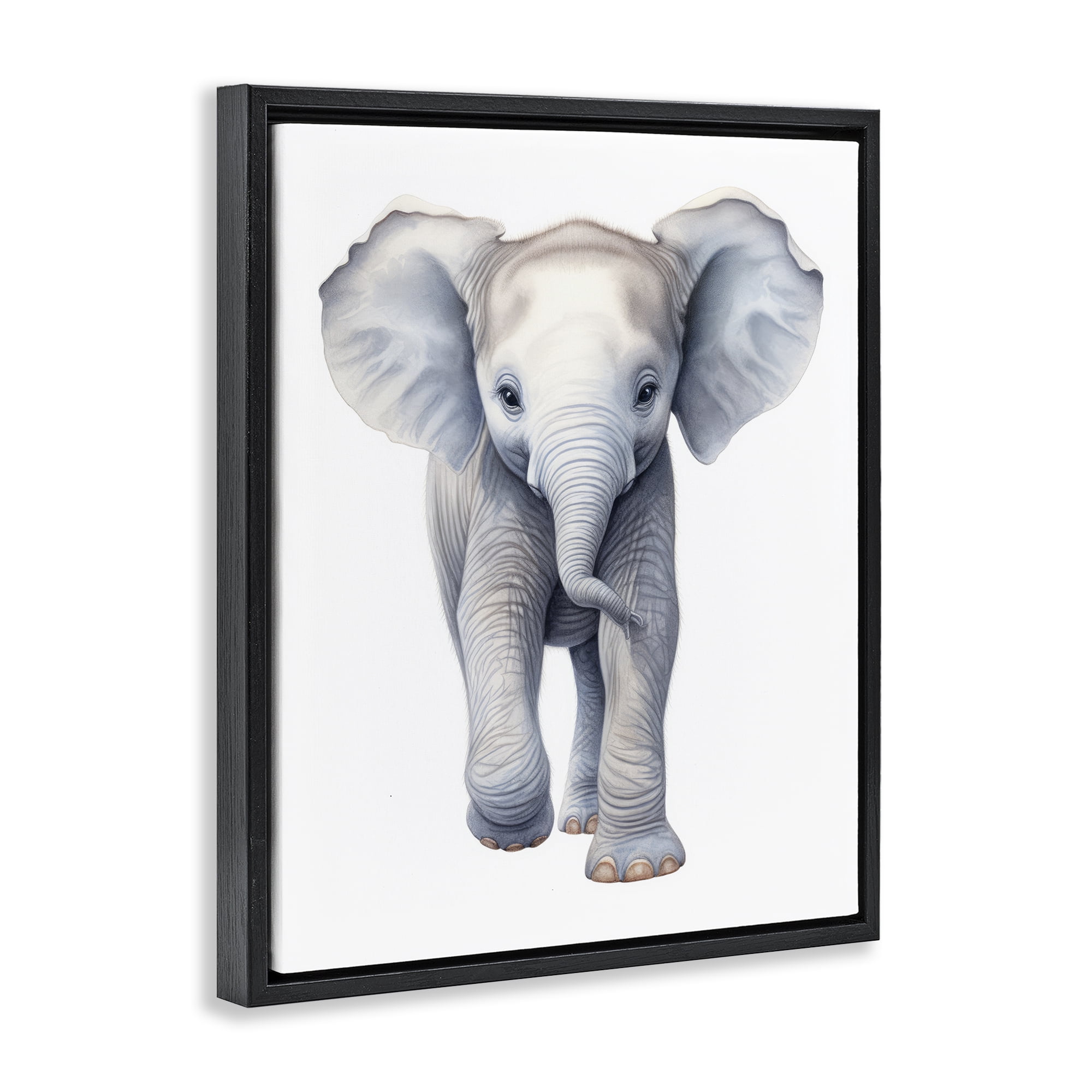 Stupell Industries Big Budding Pachyderm Black Framed Floater Canvas Wall Art, design by Ray Powers