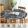 thumbnail image 6 of Round Fitted Tablecloth with Elastic for Round Tables Waterproof Wipeable Tablecloth for 38"-42" Table, 44Inch Tablecover, Marble, 6 of 6