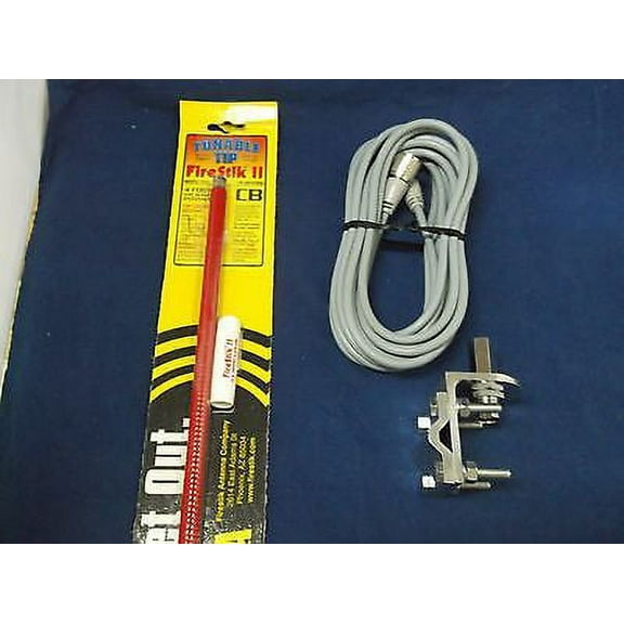 NEW FIRESTIK 2 FS4 R 4FT RED CB ANTENNA, 18FT RG8X COAX, BRACKET & STUD