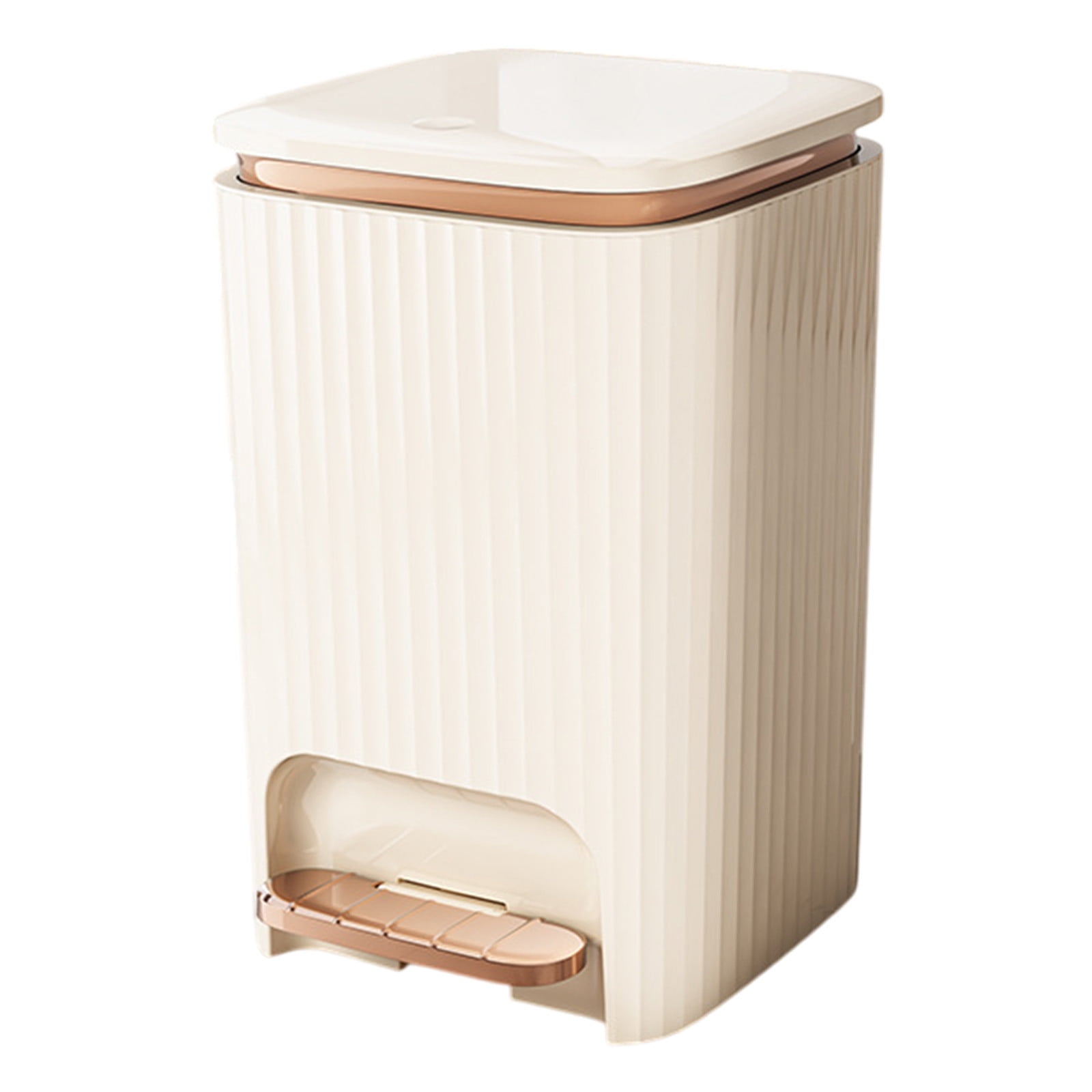 Under $20 9/12 Liter Large Capacity Trash Can Square Plastic Garbage Can with Lid, Step Pedal Trash Can for Living Room, Bedroom, Kitchen, Bathroom(Yellow + Gold, 12L)