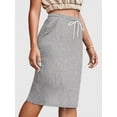 thumbnail image 4 of Light Grey Womens Casual Drawstring Waist Bodycon Pencil Skirt For Summer, 4 of 4