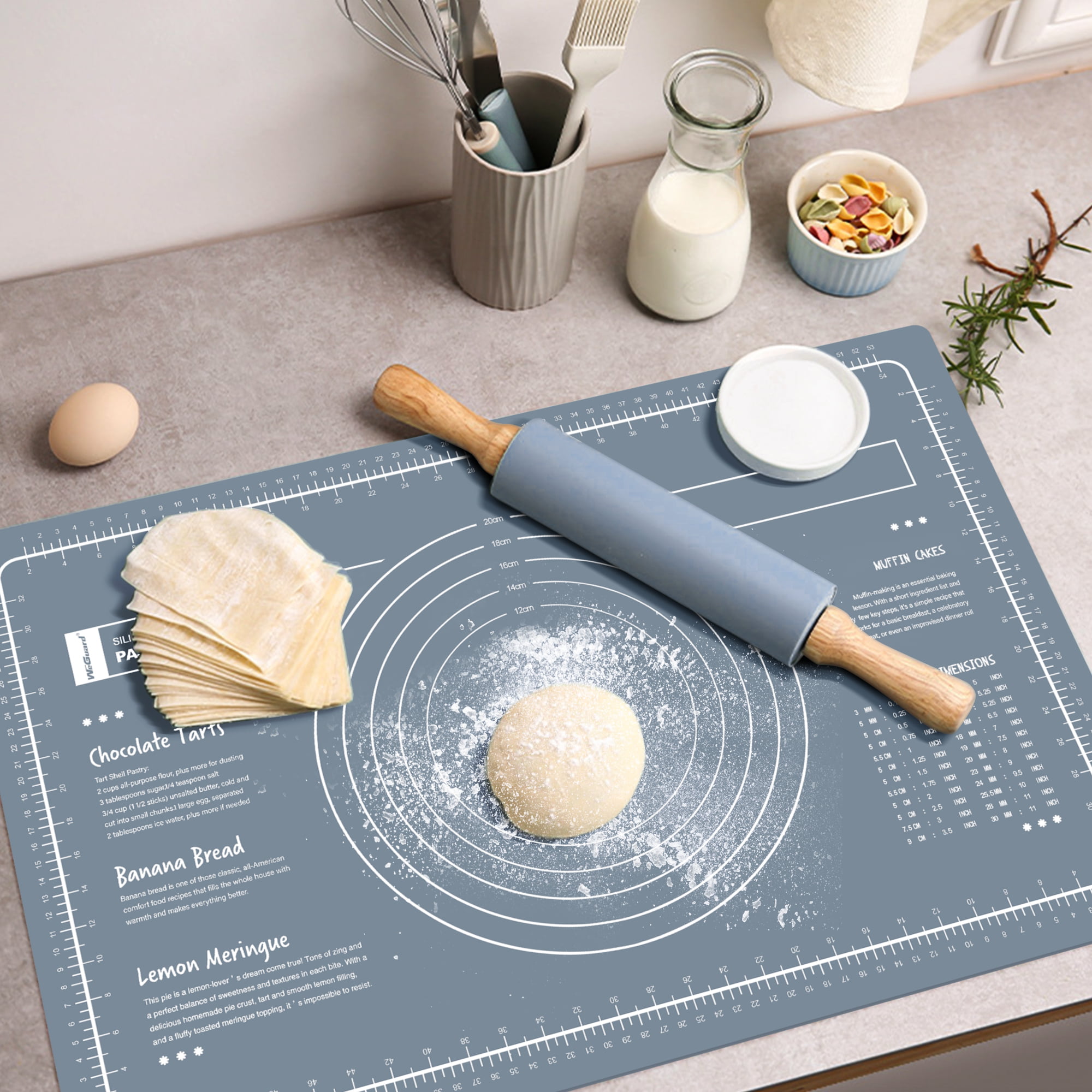 2 Pcs Silicone Mat Extra Large Kneading Mat with Measurements for Cookies Pastry 