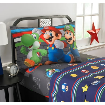 Super Mario Microfiber Sheet Set Kids Bedding Trifecta Fun 3