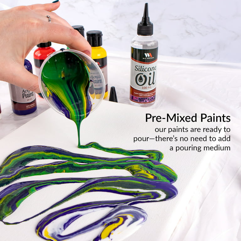 W.A. Portman Ready to Pour Paint Pouring Kit, 12 60ml Bottles of