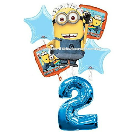 DESPICABLE ME MINIONS 2ND BIRTHDAY BALLOONS BIRTHDAY PARTY BALLOONS BOUQUET DECORATIONS SUPPLIES NUMBER 2 BALLOON