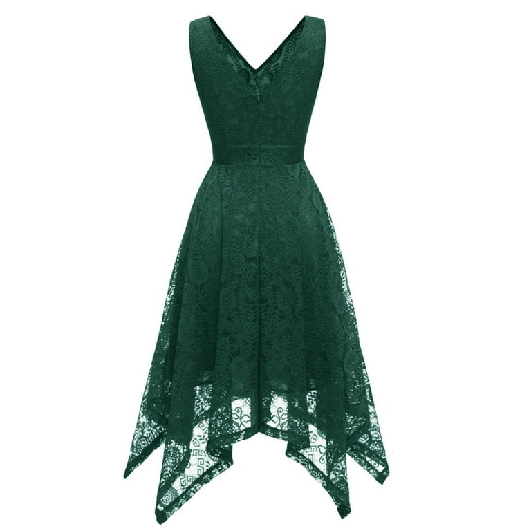 DailyTrove Women's Sleeveless Lace Dress-Asymmetric Hem-Polyester Blend-for  Date Night/Party-Elegant Asymmetric - Walmart.com