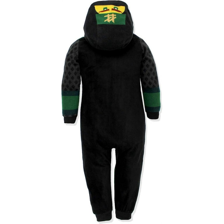 Lego Ninjago Lloyd Boys Fleece Hooded Union Suit Pajamas 6 7 Black Green