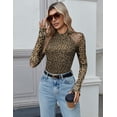 thumbnail image 4 of Zeagoo Women's Going Out Top Long Sleeve Sheer Mesh Shirts Fitted Mock Neck Trendy Blouses, 4 of 7