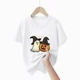 thumbnail image 4 of KPOPLK Toddler Baby Girl Halloween Shirt Ghost Tshirt Spooky Season Short Sleeve Tee Top Kid Fall Clothing,Size 1-2 Years, 4 of 5