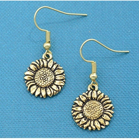 Sunflower Earrings In Gold Toned Metal Gifts Jewelry Charm Sunflower Earrings In Gold Toned Metal Gifts Jewelry Charm