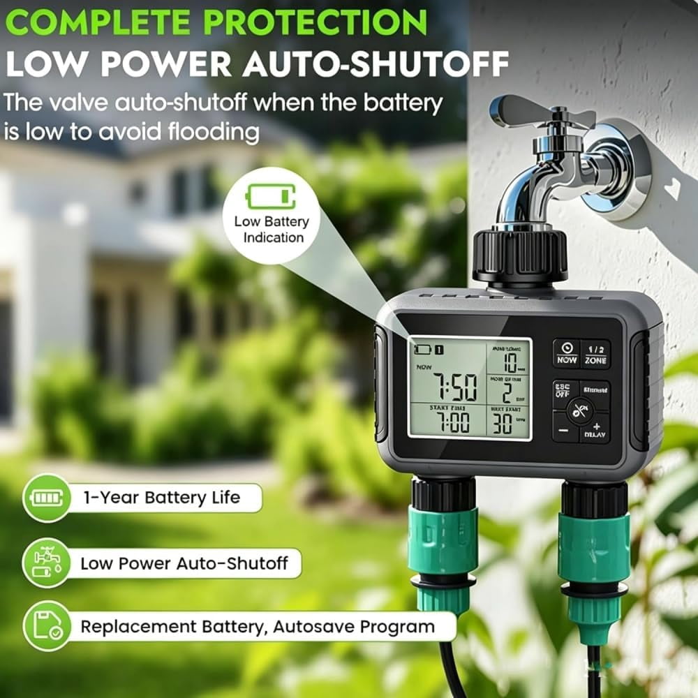 16-Nozzle Oscillating Sprinkler with Dual-Zone Sprinkler Water Timer, Automatic Rocking Sprinkler, Oscillating Water Sprinklers for Lawn Yard Garden Watering (Standard, Sprinklers)
