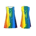 thumbnail image 7 of Naloa Rainbow Colored Print Women's Summer Spring Casual Beach Sundress,Vacation Sleeveless Tank Crewneck Loose Dresses, 7 of 7